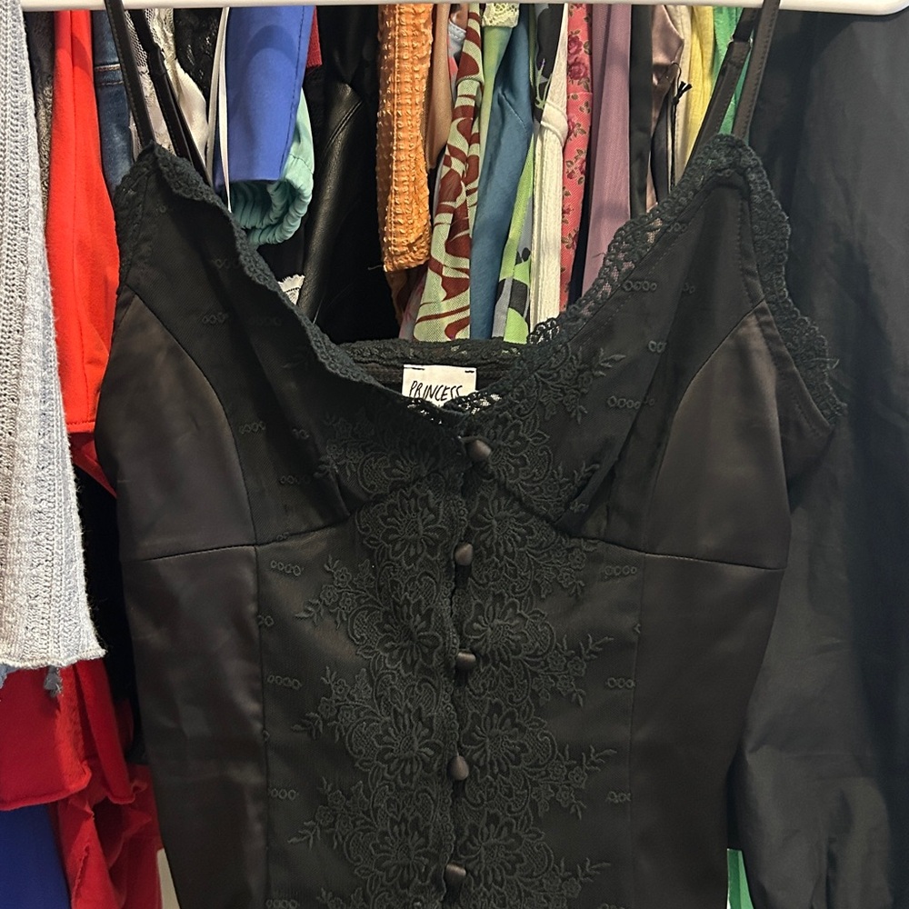 Princess Polly Black Lace Collar top